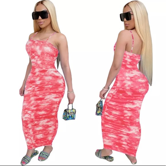 Tie & Dye Maxie Dress - (Red) - Picture 1 of 3